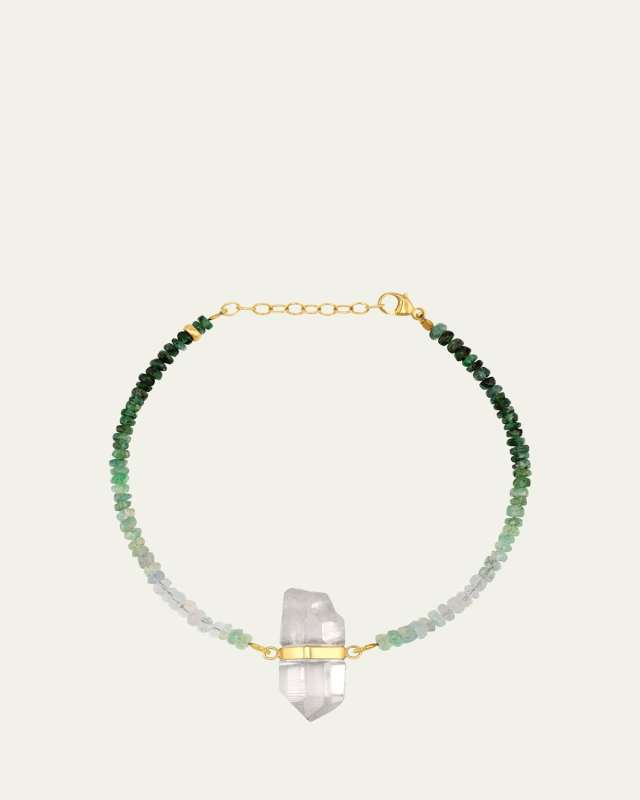 Emerald and Crystal Charm Bracelet